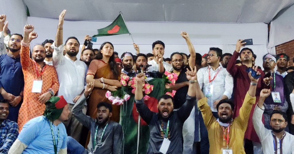 নতুন সংবিধান ও বিচার সংস্কারের দাবিতে রাজপথে এনসিপি: সিলেটে নাহিদ ইসলাম